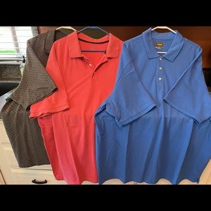 3 Men’s Polo Shirts. St Johns, Foundry, and Van Heusen. 3XLT